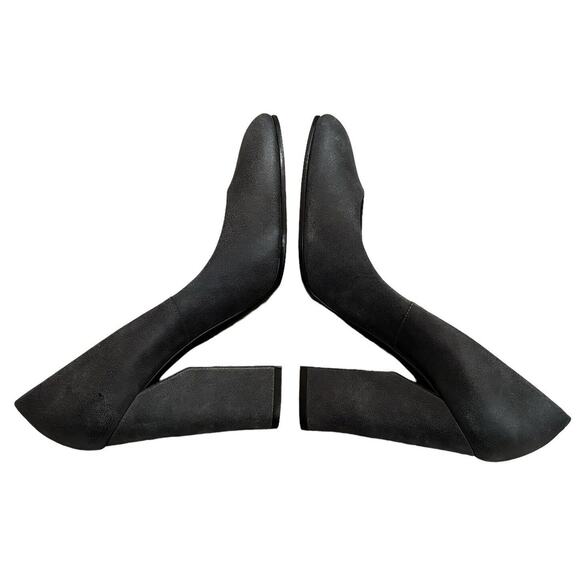 Casadei Gunmetal Gray Textured Block Heel Italian Leather Pumps Size 8.5 - Picture 3 of 8